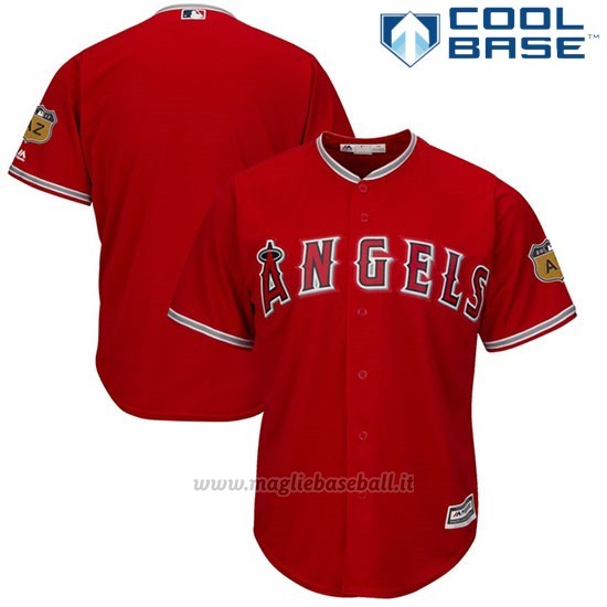 Maglia Baseball Uomo Los Angeles Angels Scarlet 2017 Allenamento Primaverile Cool Base